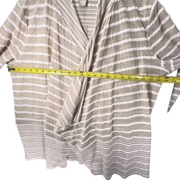 NWT Chicos Striped Cardigan Jacket Beige Sand Sz 3 XL 16 Open Front Textured - Picture 13 of 14